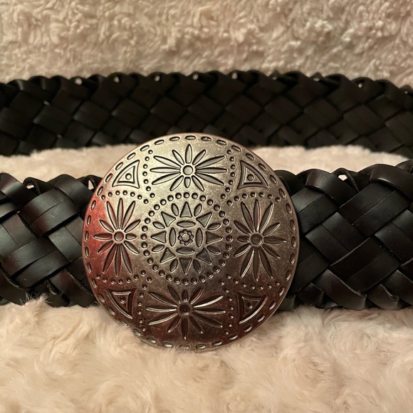 Faux Leather Woven Belt Black 2” W and 43” Total Length. See Full Description XL - Picture 4 of 6